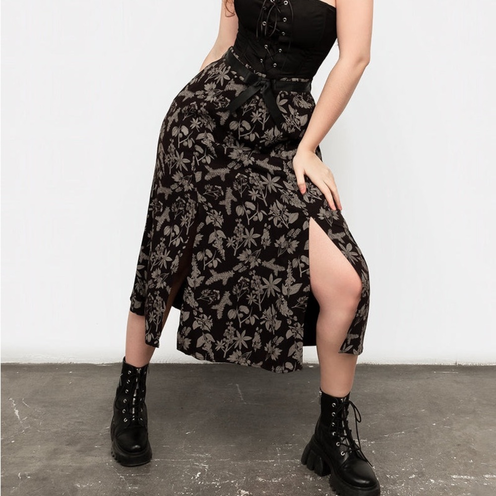 Disturbia Poisonous Plant Split Midi Skirt US 4/UK 8